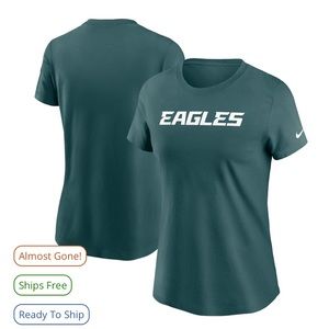 Women's Philadelphia Eagles Nike Midnight Green Wordmark Essential T-Shirt